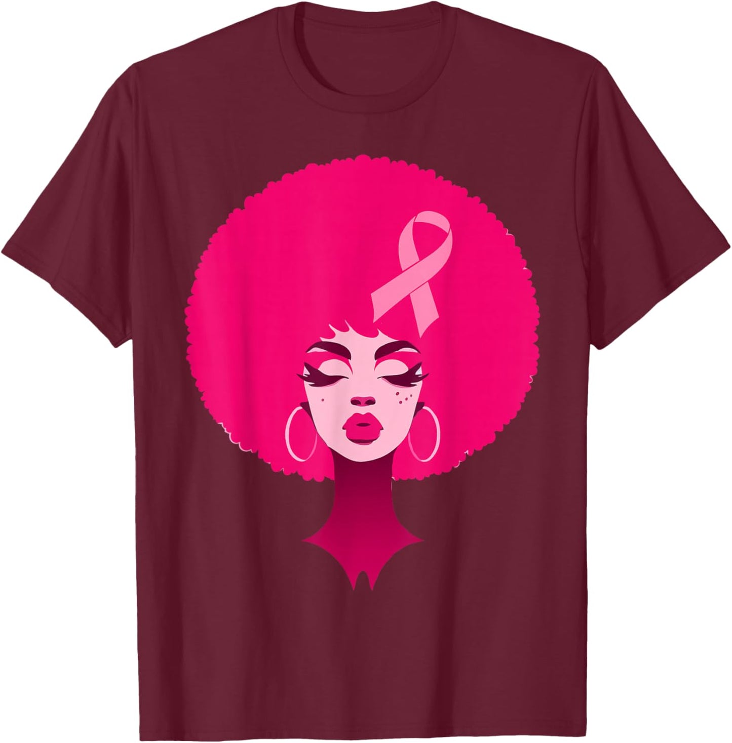 Breast Cancer Black African American Women Support Pink T-Shirt - T-Shirt | Maroon