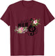 Cut Music Teacher Shirt with a Piano Keys, Notes and Flowers T-Shirt - T-Shirt | Maroon