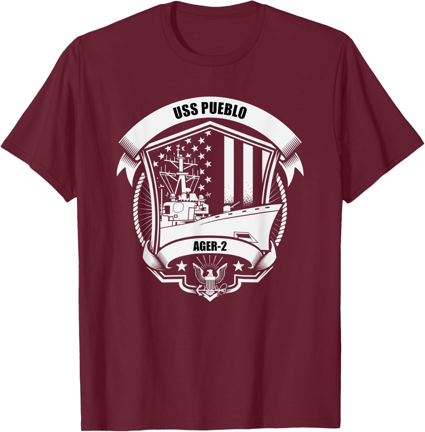 USS Pueblo AGER-2 T-Shirt - T-Shirt | Maroon