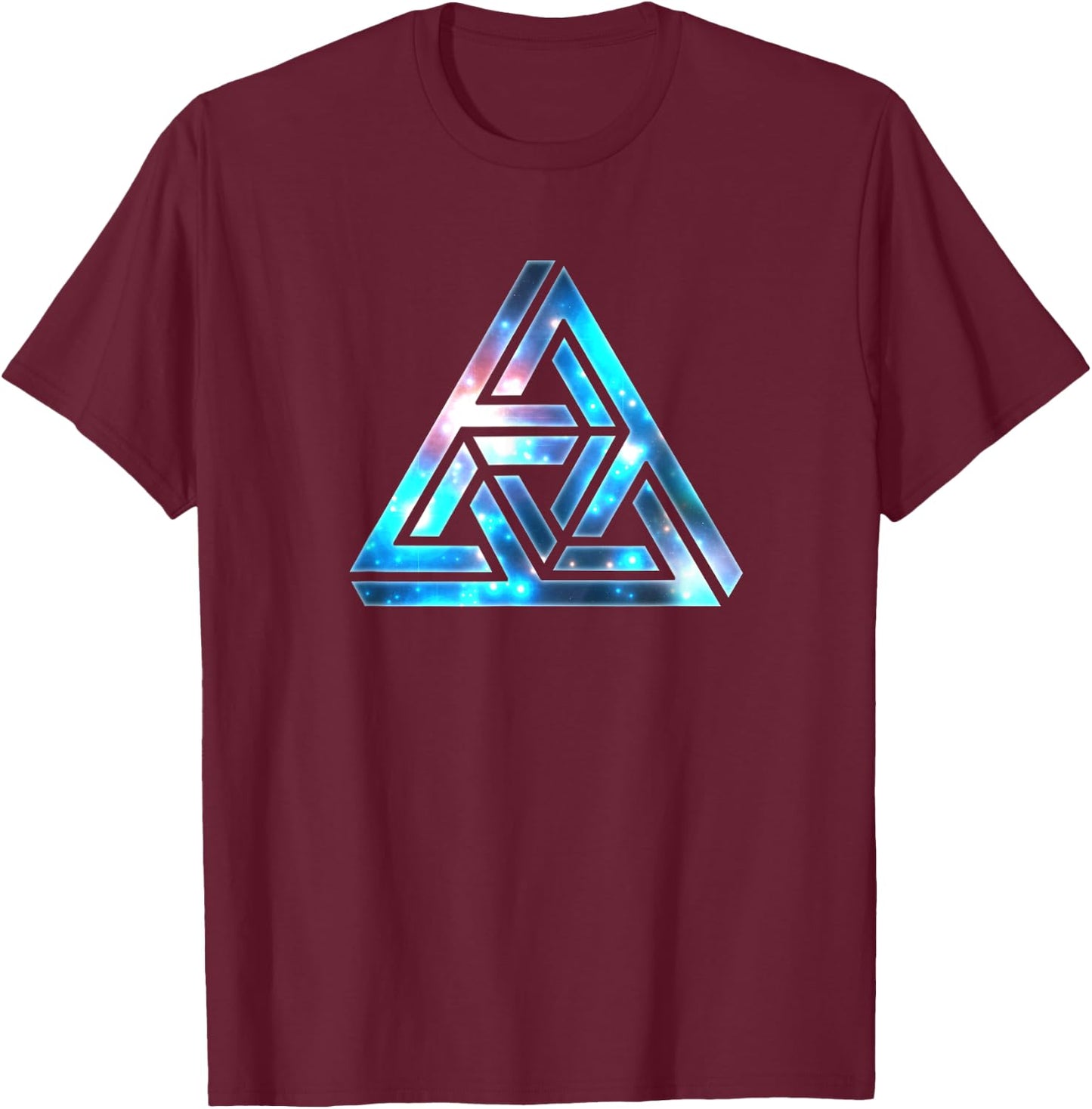 Impossible Triangle Optical Illusion Penrose Maths T-Shirt - T-Shirt | Maroon