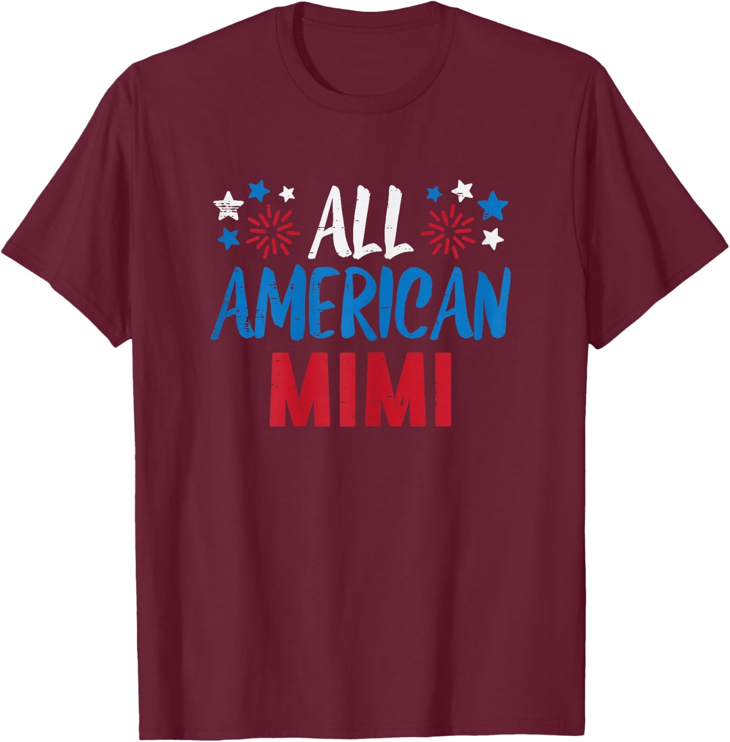 All American Mimi Grandma 4th July Matching Family Patriot T-Shirt - T-Shirt | Maroon
