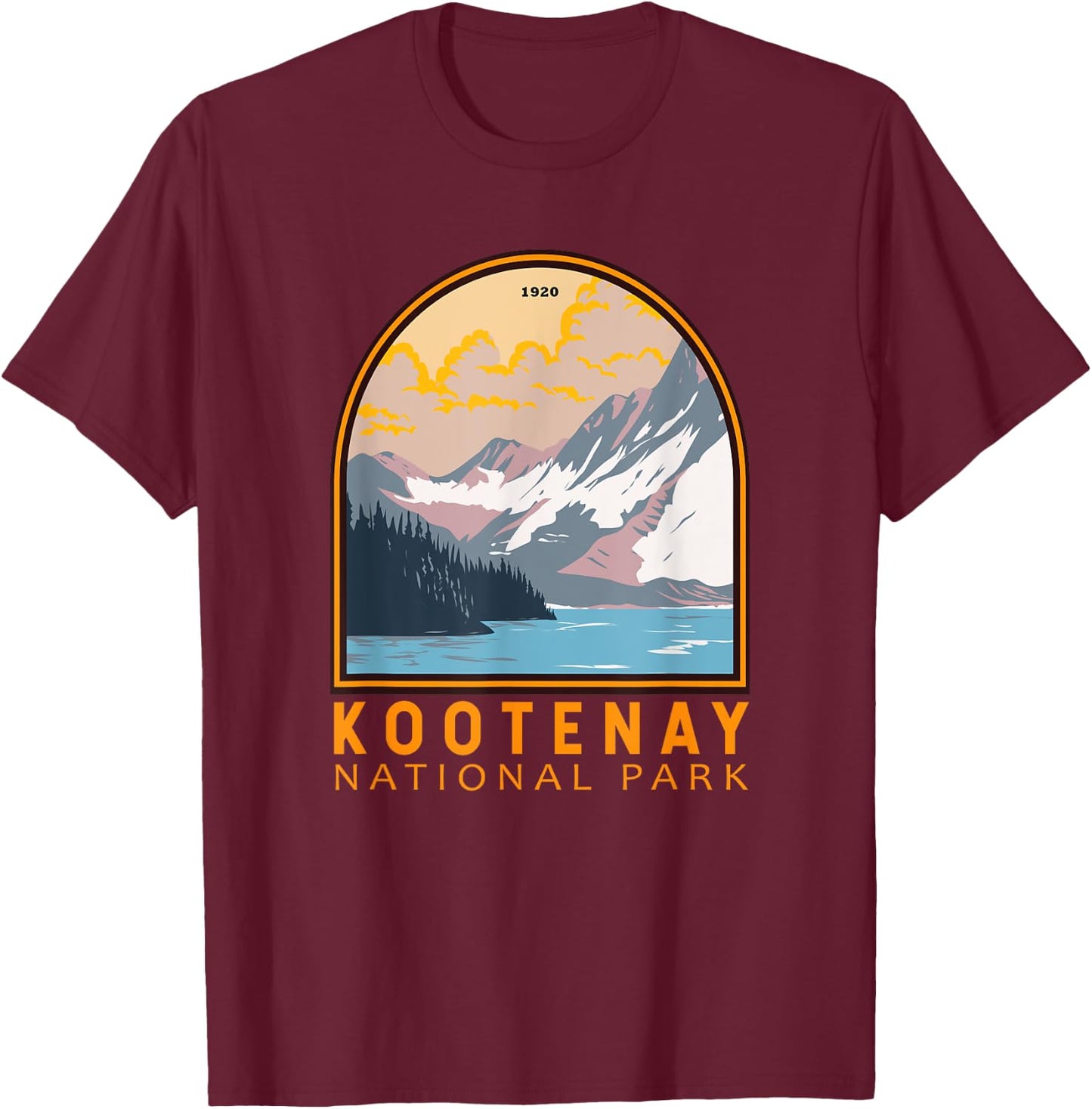 Kootenay National Park Canada Vintage Emblem T-Shirt - T-Shirt | Maroon