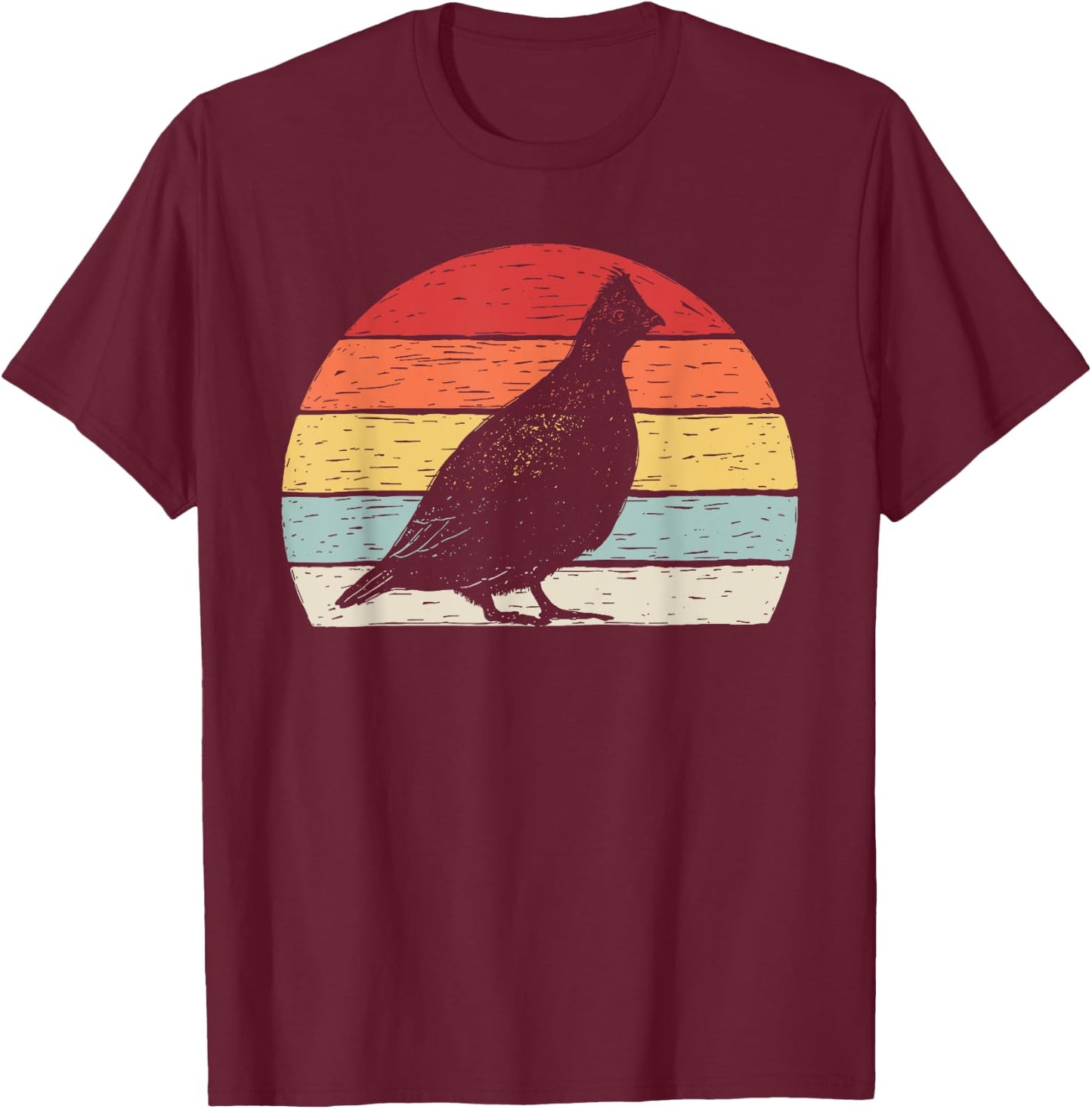 Vintage Retro Grouse T-Shirt - T-Shirt | Maroon