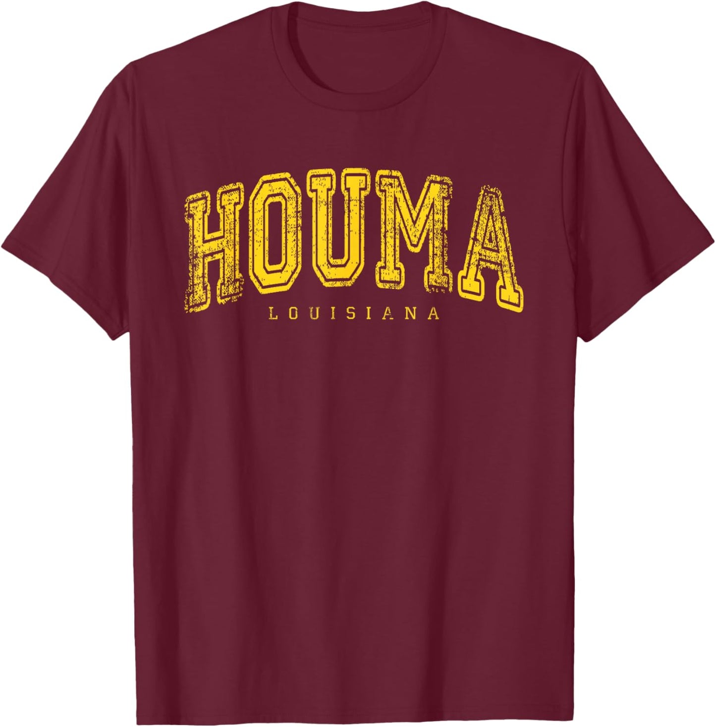 Houma Louisiana Vintage Retro US City State Travel T-Shirt - T-Shirt | Maroon
