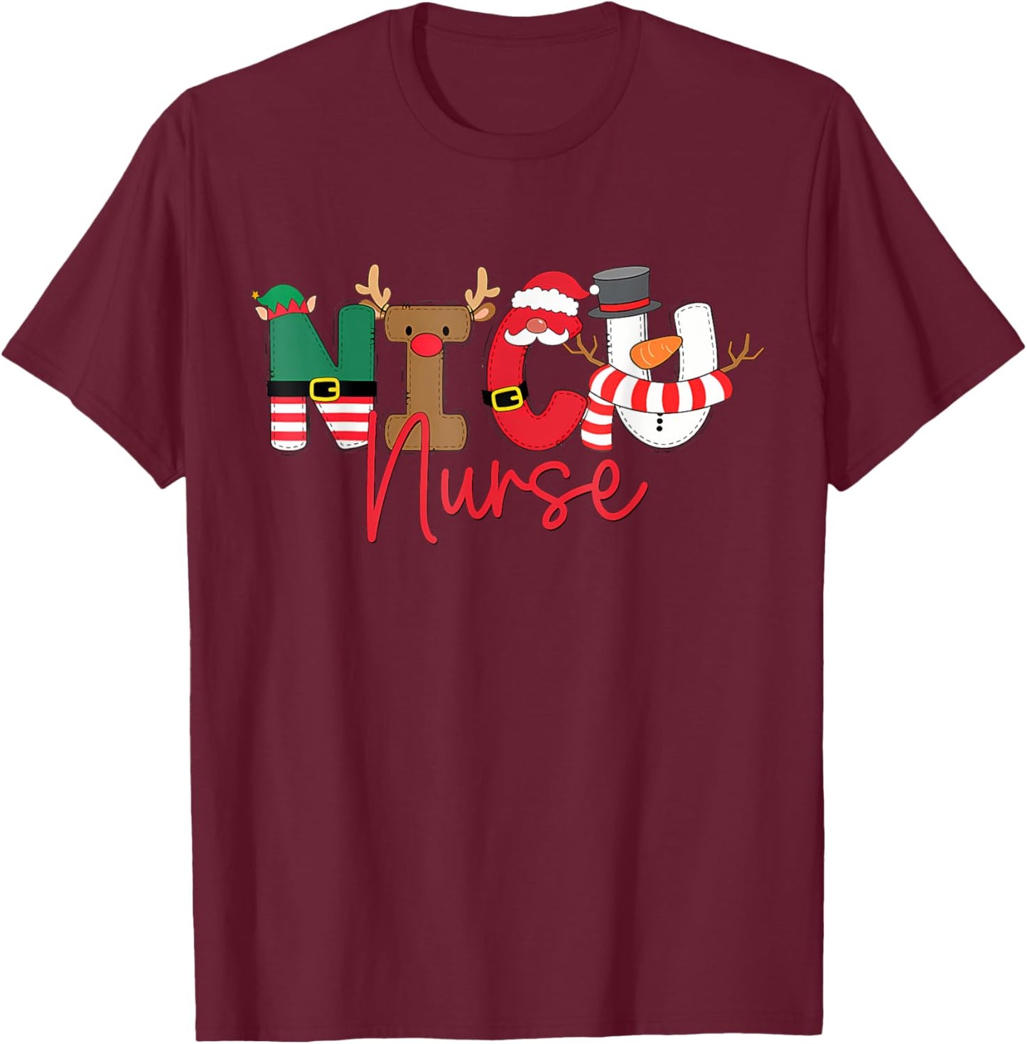 NICU Christmas Shirt NICU Nurse Xmas Party NICU Nursing T-Shirt - T-Shirt | Maroon