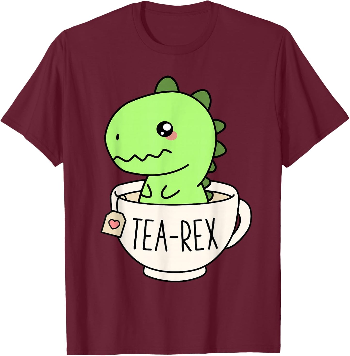 Tea-Rex Cute T-Rex Dinosaur Kawaii Funny Dino Pun T-Shirt - T-Shirt | Maroon