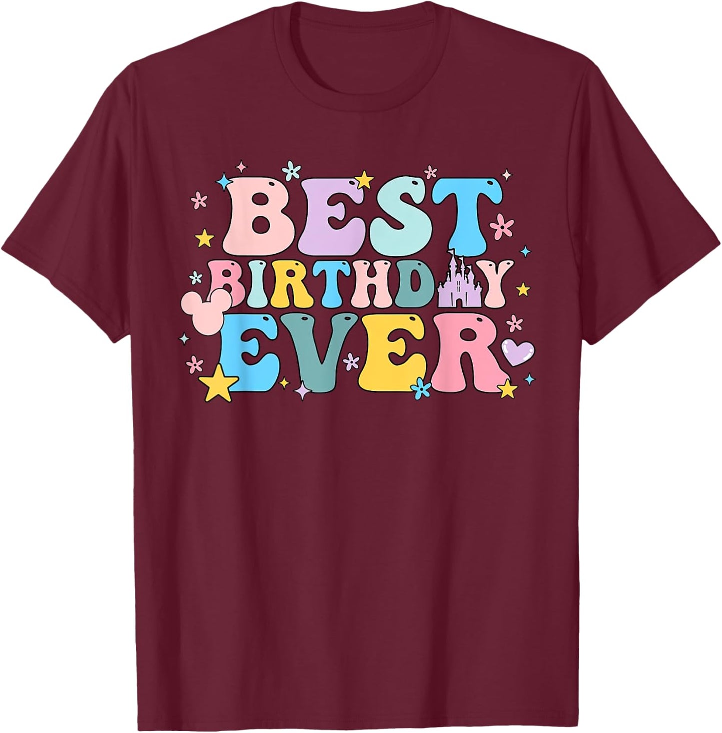 Best Birthday Ever Shirt - Adults' Black Cotton - Short Sleeve - Small - Birthday Occasion T-Shirt - T-Shirt | Maroon
