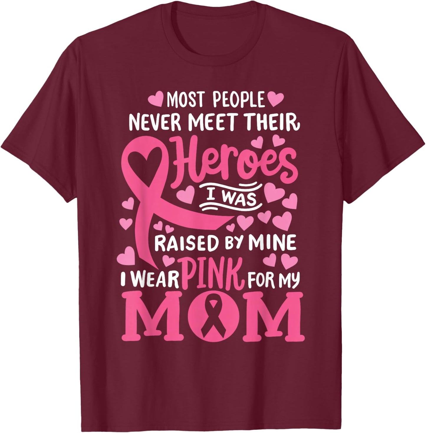 Breast Cancer Awareness Wear Pink For My Mom Support Kids T-Shirt - T-Shirt | Maroon