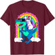 Unicorn Riding Trex Dinosaur Gift Girls Boys Kids Men Women T-Shirt - T-Shirt | Maroon