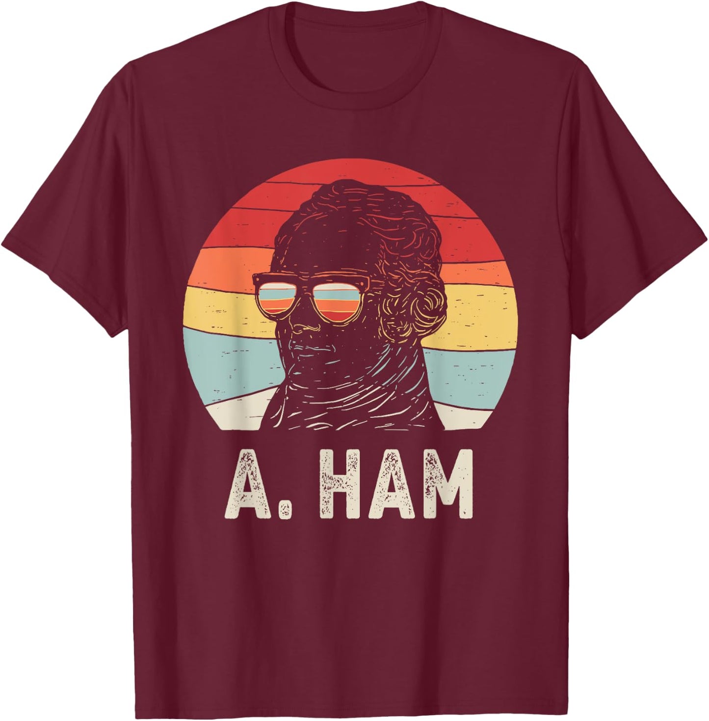 Vintage Retro Hamilton Wearing Sunglasses T-Shirt - T-Shirt | Maroon