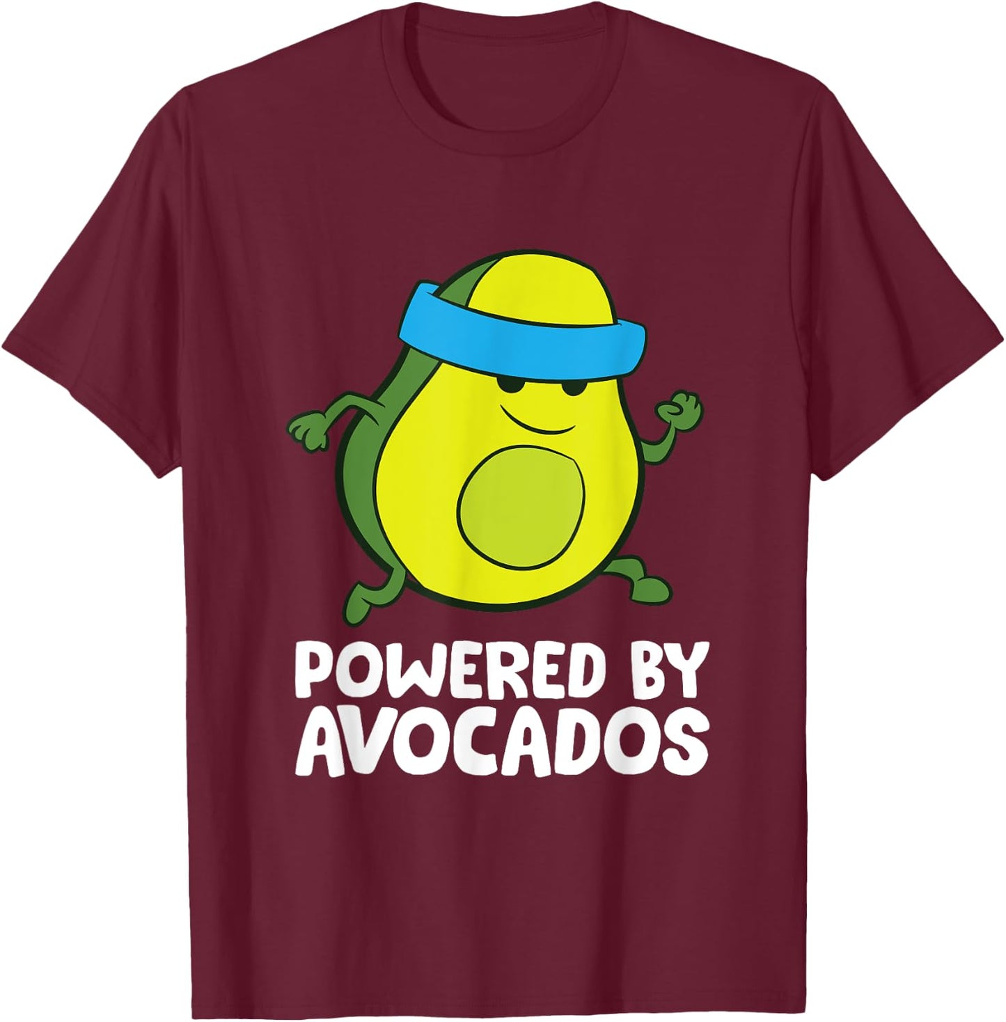 Avocado Marathon Running Avocado Powered By Avocados T-Shirt - T-Shirt | Maroon