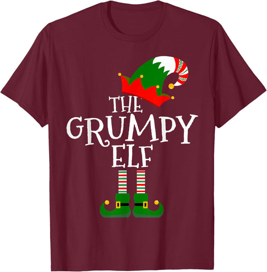 The Grumpy Elf Costume Matching Family Group Gift Christmas T-Shirt - T-Shirt | Maroon