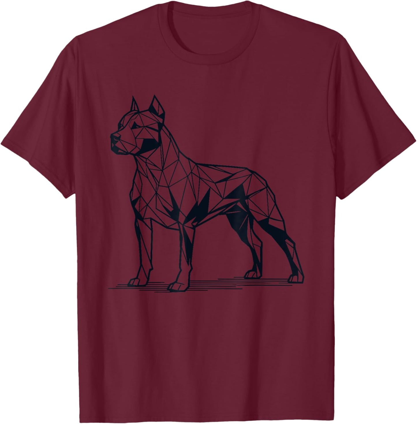 Geometric Line Art American Pit Bull Terrier Pittie APBT T-Shirt - T-Shirt | Maroon