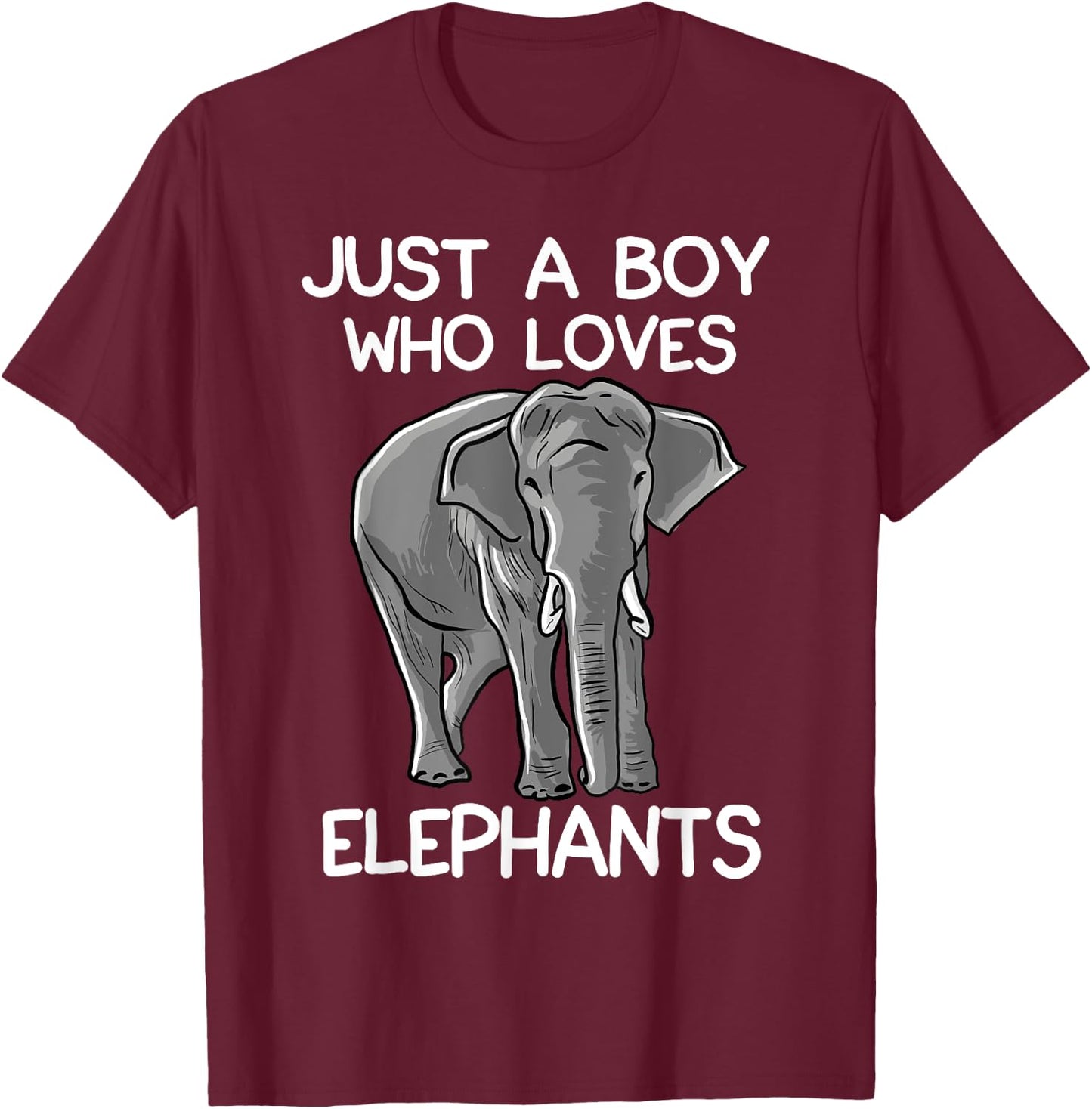Just A Boy Who Loves Elephants Funny Elephant Lover Small T-Shirt - T-Shirt | Maroon