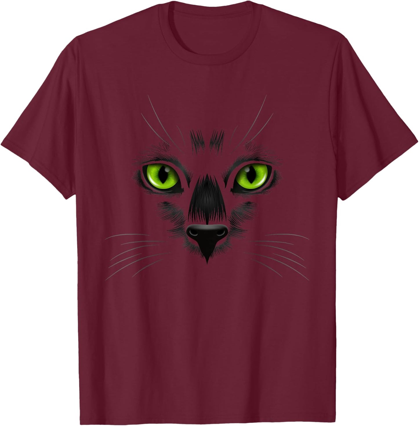Black Cat eyes Shirt for lovers cats | Halloween Costume Men Women Kids T-Shirt - T-Shirt | Maroon