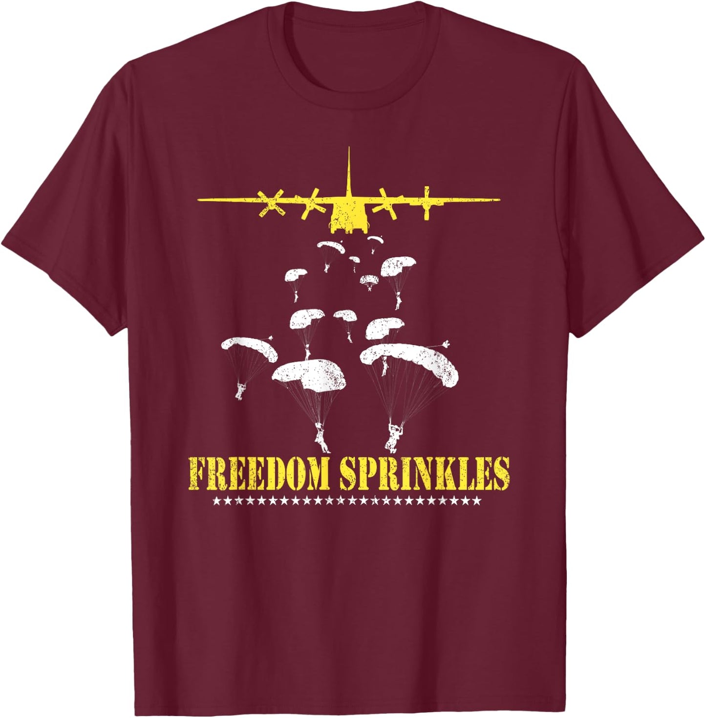 Army Paratrooper Freedom Sprinkles 82nd 101st Airborne T-Shirt - T-Shirt | Maroon