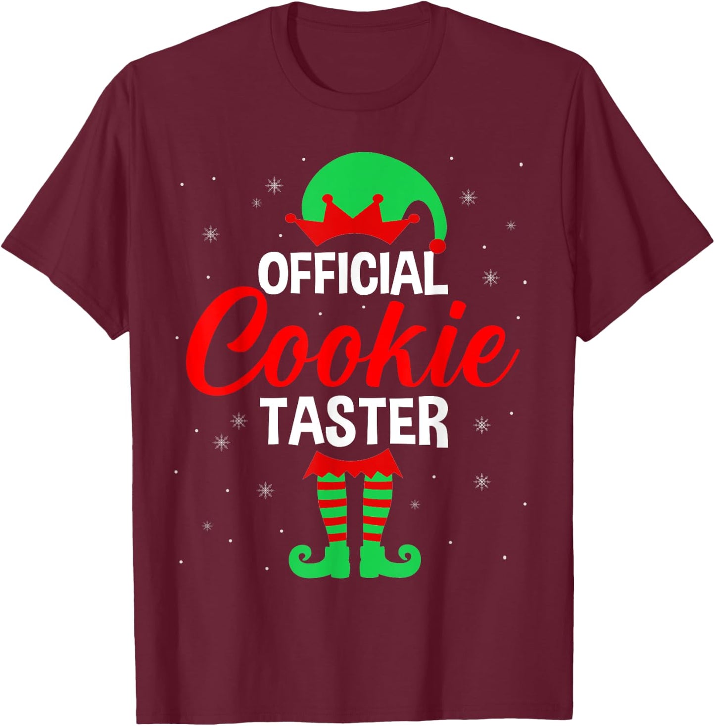 Official Cookie Taster Christmas Elf Lover Matching Family T-Shirt - T-Shirt | Maroon