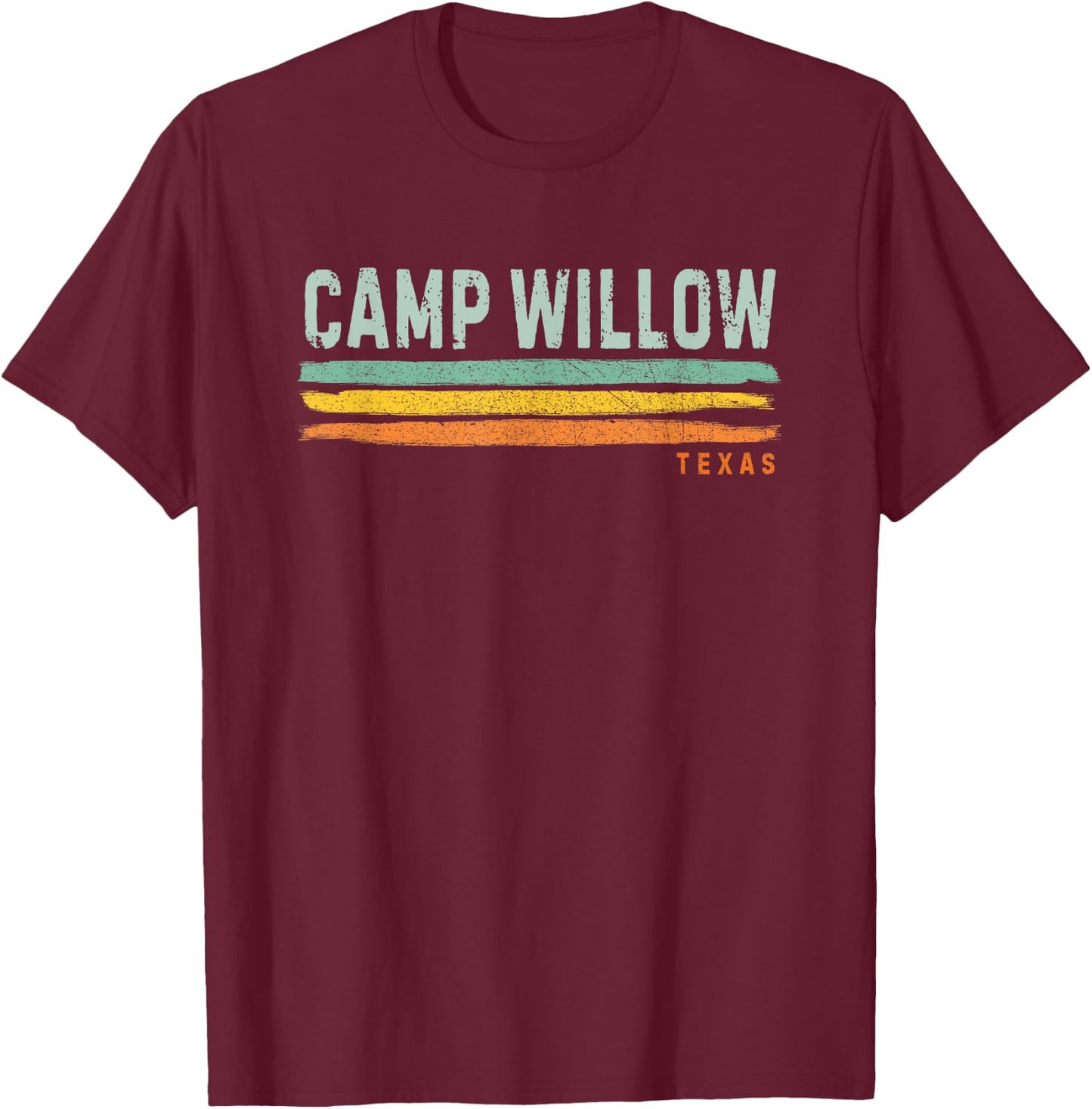 Vintage Stripes Camp Willow TX T-Shirt - T-Shirt | Maroon