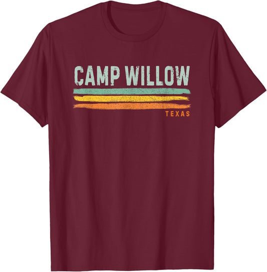 Vintage Stripes Camp Willow TX T-Shirt - T-Shirt | Maroon