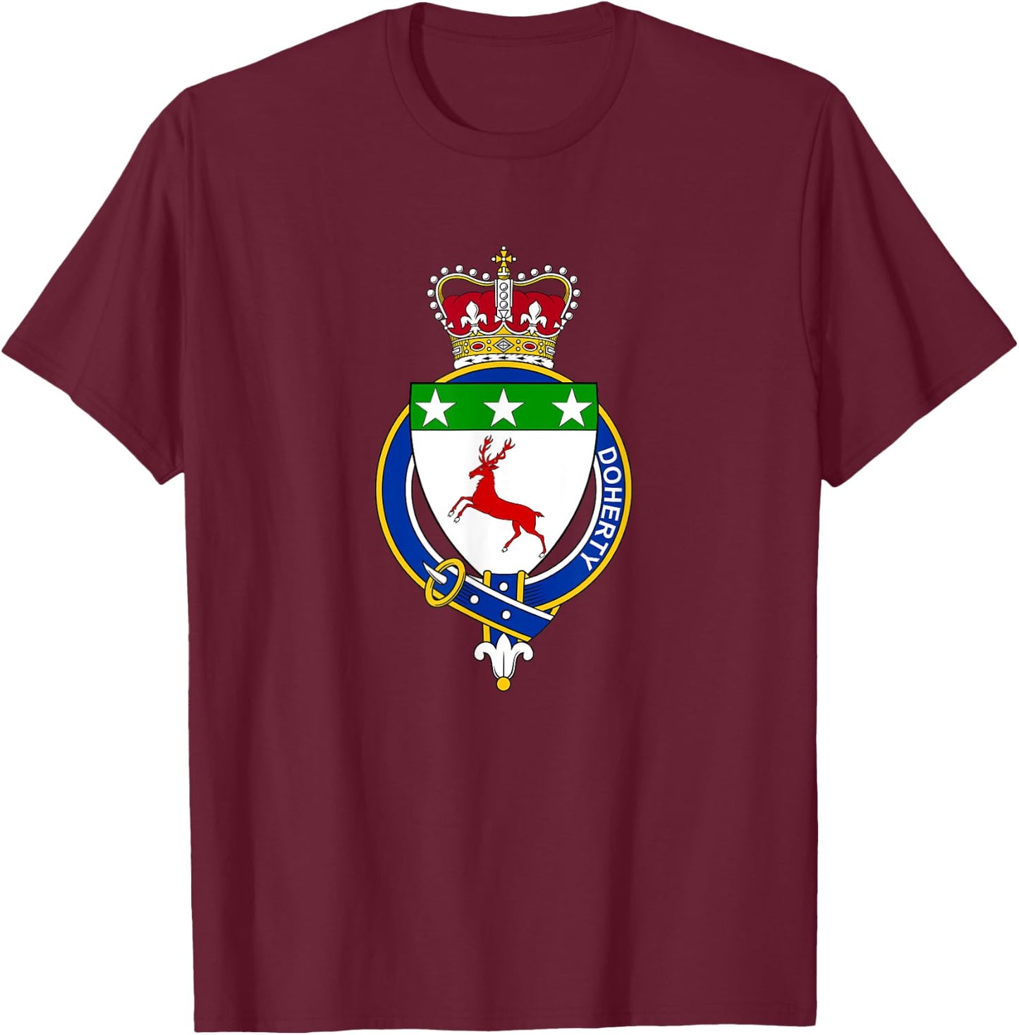 Doherty Coat of Arms - Family Crest T-Shirt - T-Shirt | Maroon
