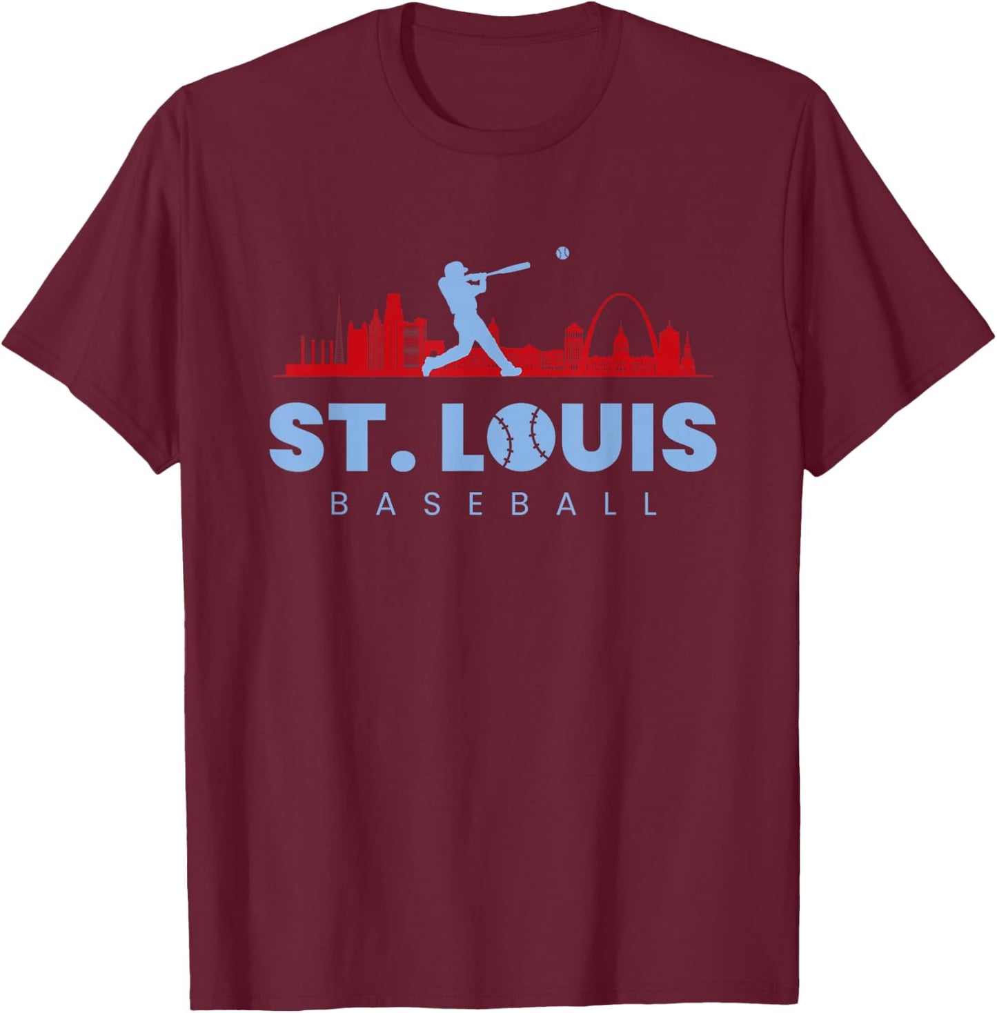 St Louis Baseball Vintage Minimalist Retro Baseball Lover T-Shirt - T-Shirt | Maroon