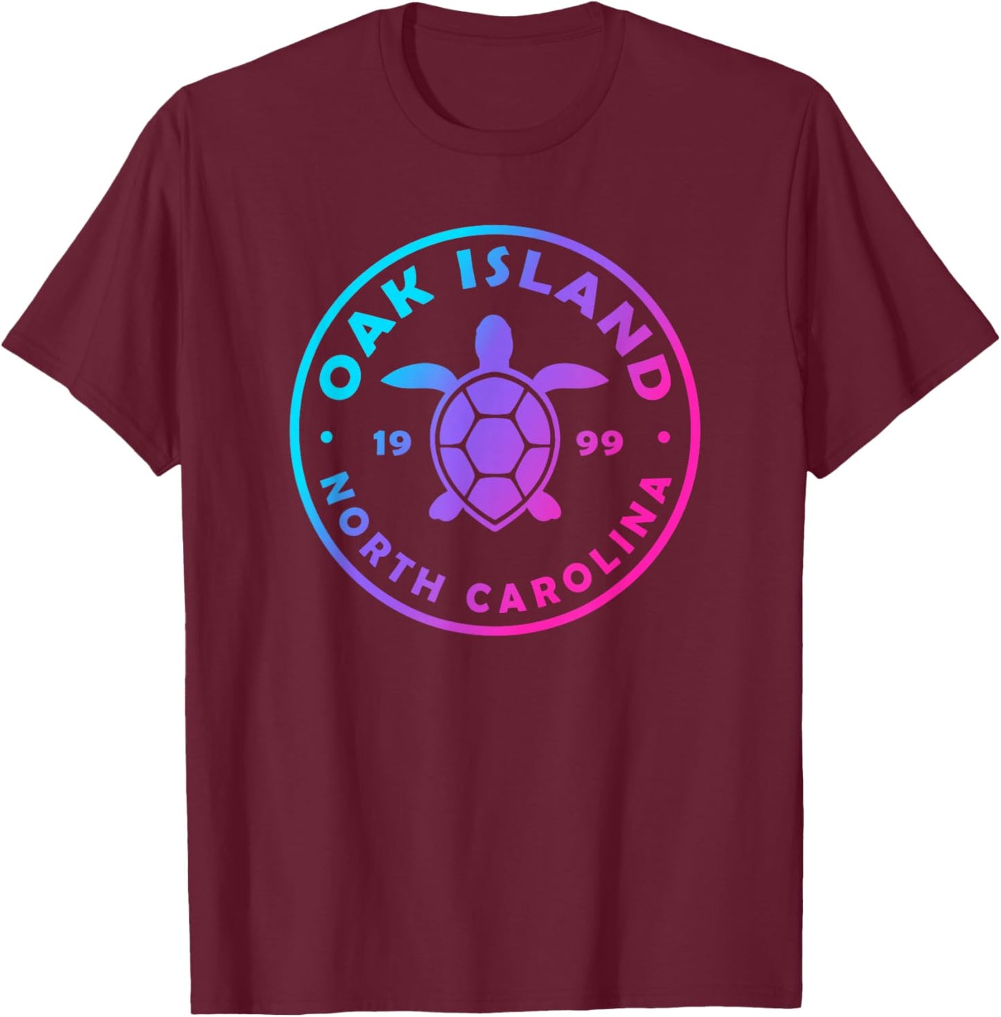 Oak Island North Carolina Colorful Sea Turtle Boys Girls T-Shirt - T-Shirt | Maroon