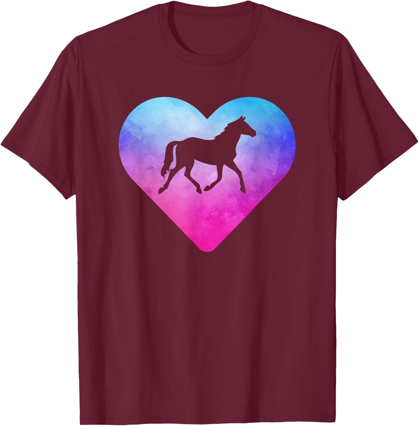 Women or Girls Horse T-Shirt - T-Shirt | Maroon