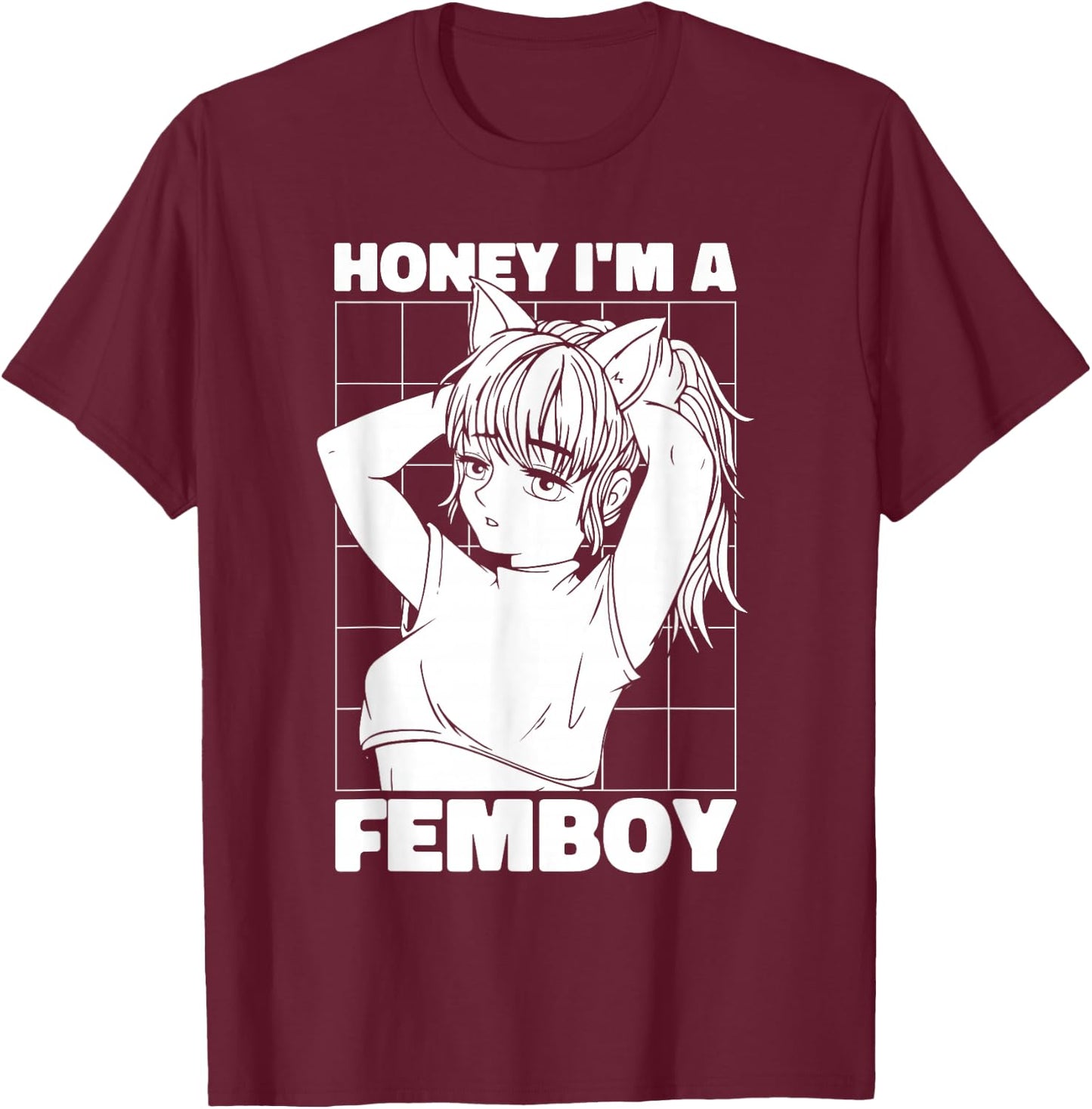 Manga Kawaii Cosplay Otaku - Japanese Japan Femboy Anime T-Shirt - T-Shirt | Maroon
