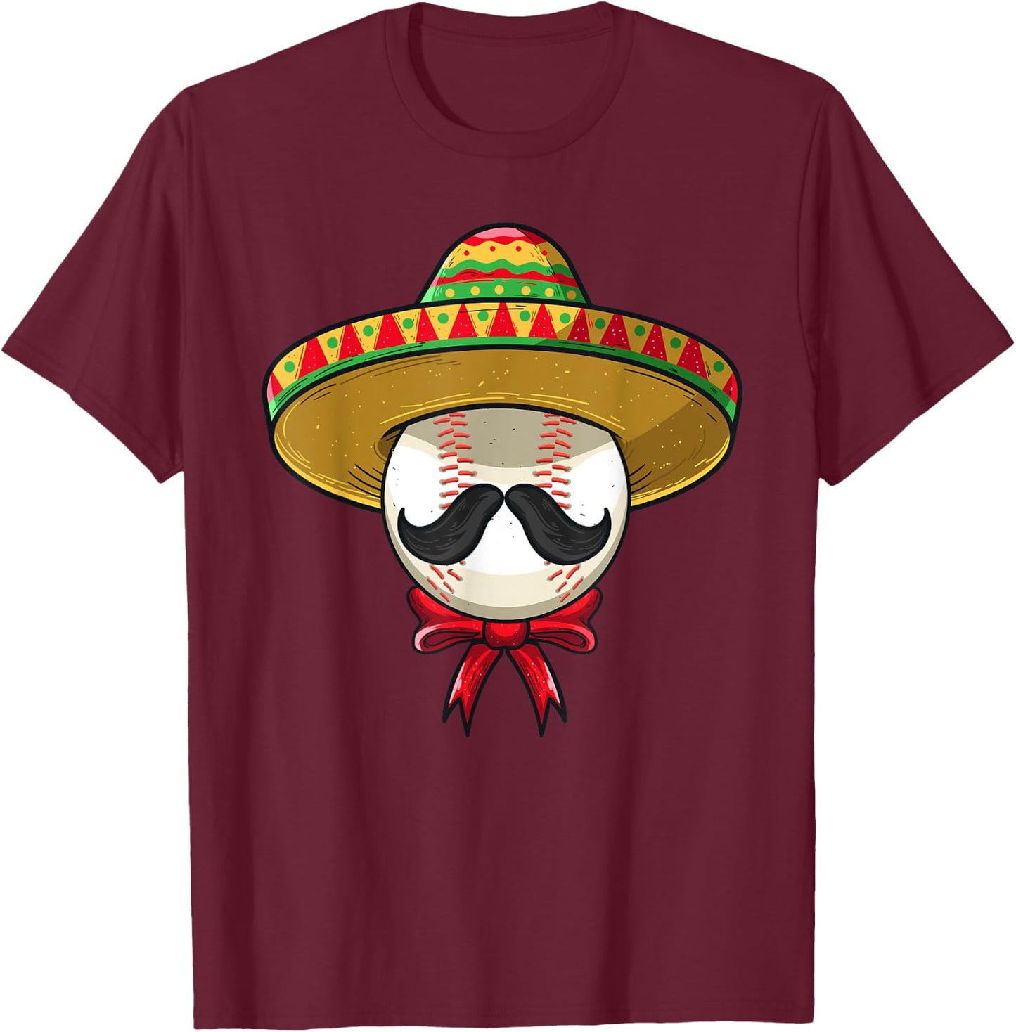Cinco De Mayo | Baseball Mexican Sombrero T-Shirt - T-Shirt | Maroon