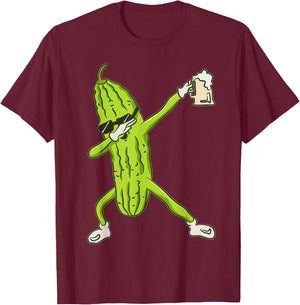 Dabbing Pickle Shir Dancing Cucumber lover Funny Gifts Beer T-Shirt - T-Shirt | Maroon