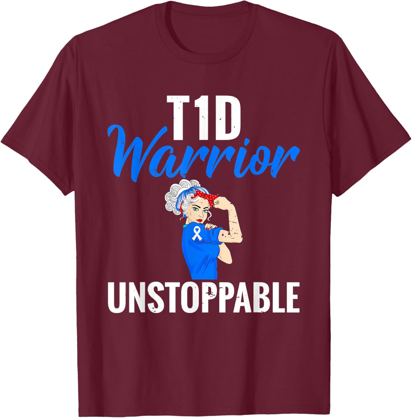 Funny Retro Diabetes Warrior T-Shirt - T-Shirt | Maroon
