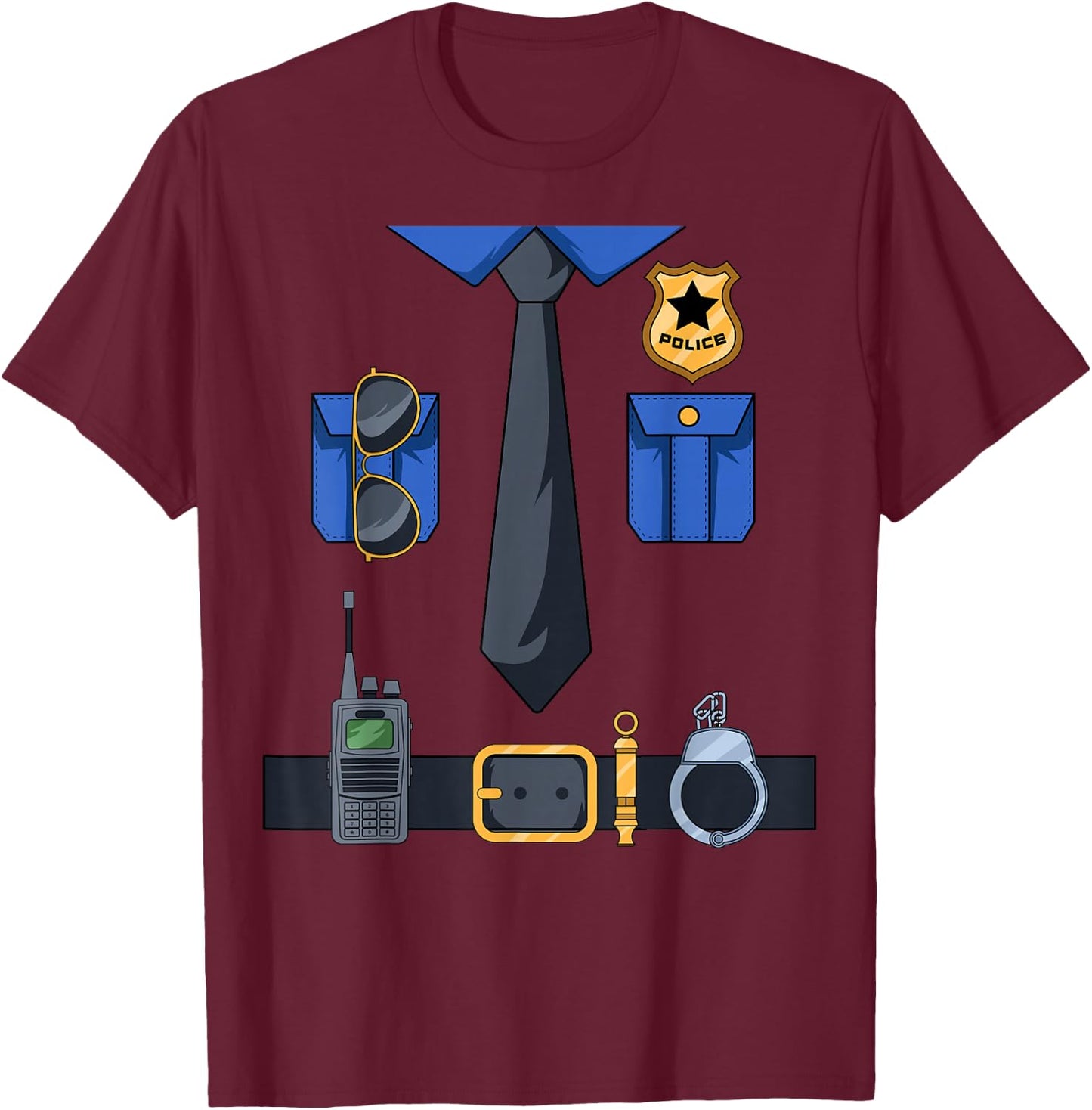 Police Officer Costume Policeman Enforcer Policewoman Cop T-Shirt - T-Shirt | Maroon