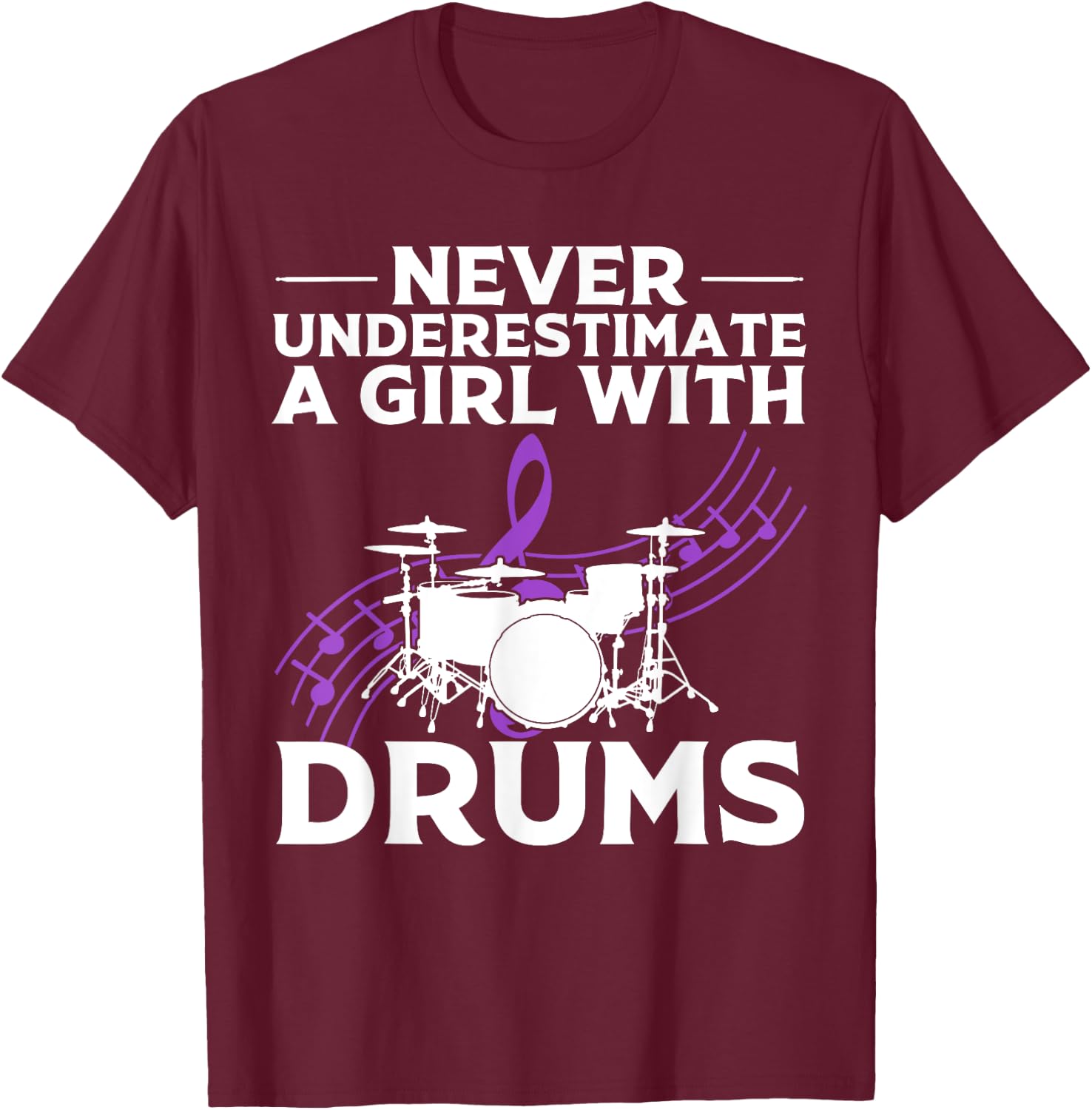 Funny Girl Drummer Gift Cool Rock And Roll Lady T-Shirt - T-Shirt | Maroon