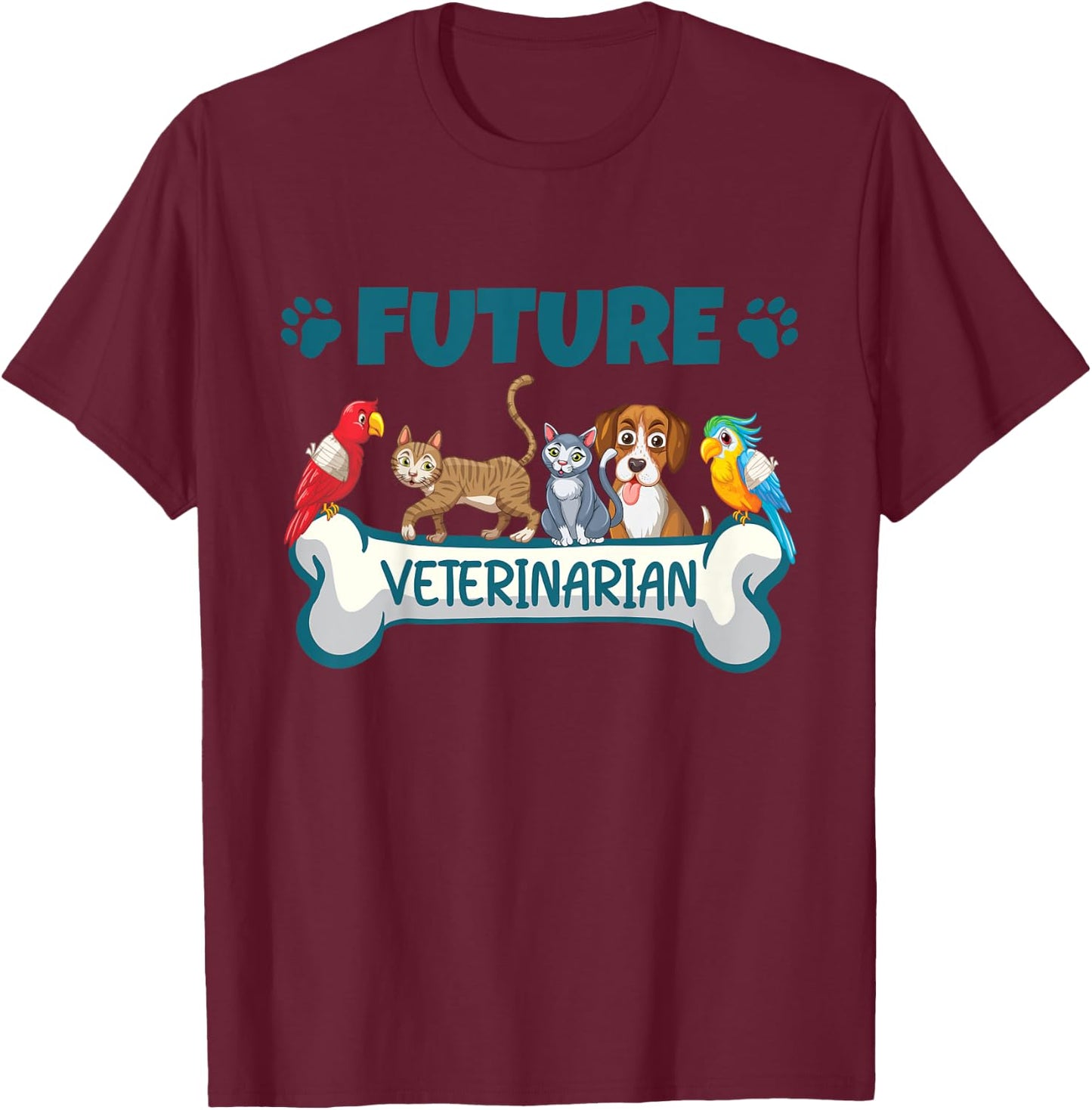 Kids Future Veterinarian For Kids Boys Girls And Toddlers T-Shirt - T-Shirt | Maroon