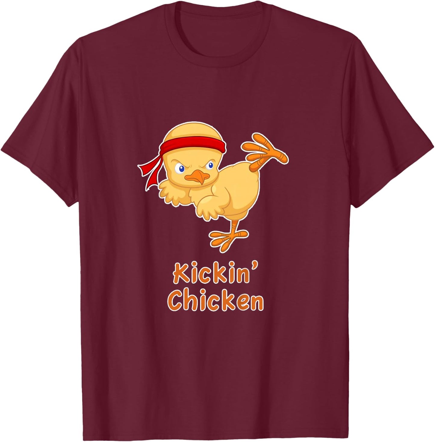 Funny Kids Karate Gift Youth Karate Kickin' Chicken T-Shirt - T-Shirt | Maroon