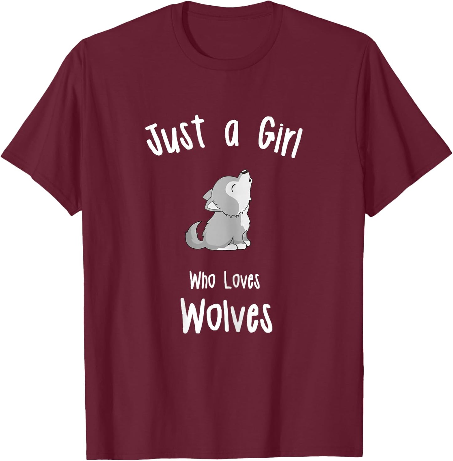 Wolf Shirt for Girls | Girls Wolf T-Shirt - T-Shirt | Maroon