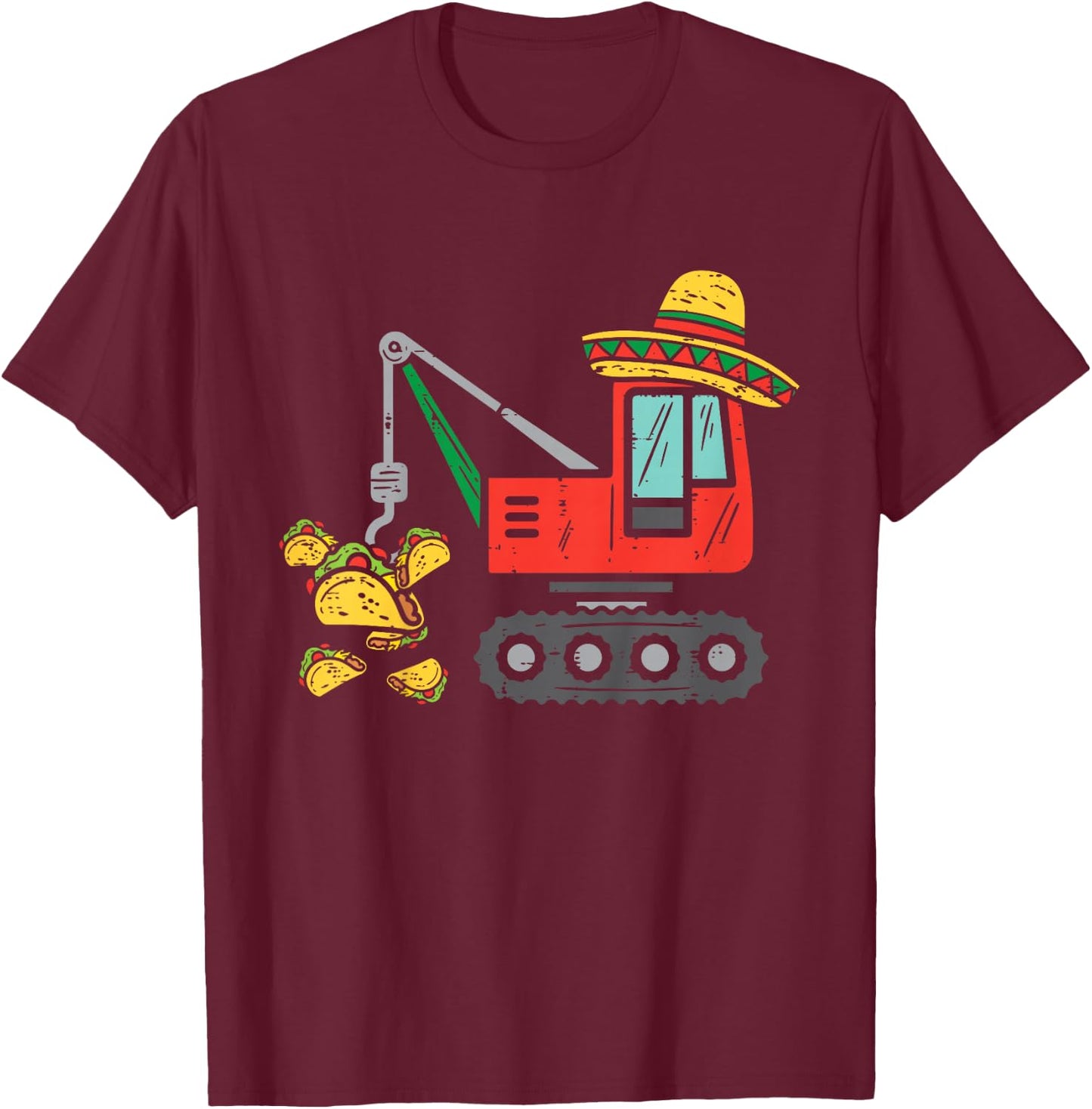 Kids Mexican Crane Tacos Boys Cinco De Mayo Fiesta Kids Toddler T-Shirt - T-Shirt | Maroon
