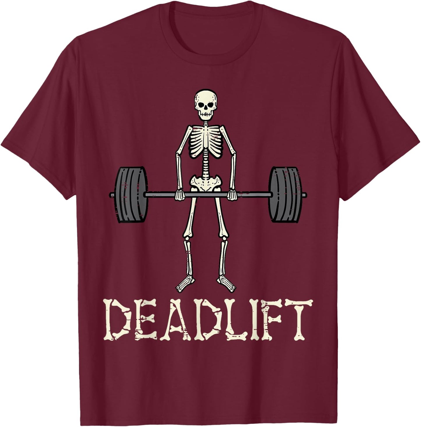 Halloween Deadlift Skeleton Gym Workout Costume Men Women T-Shirt - T-Shirt | Maroon