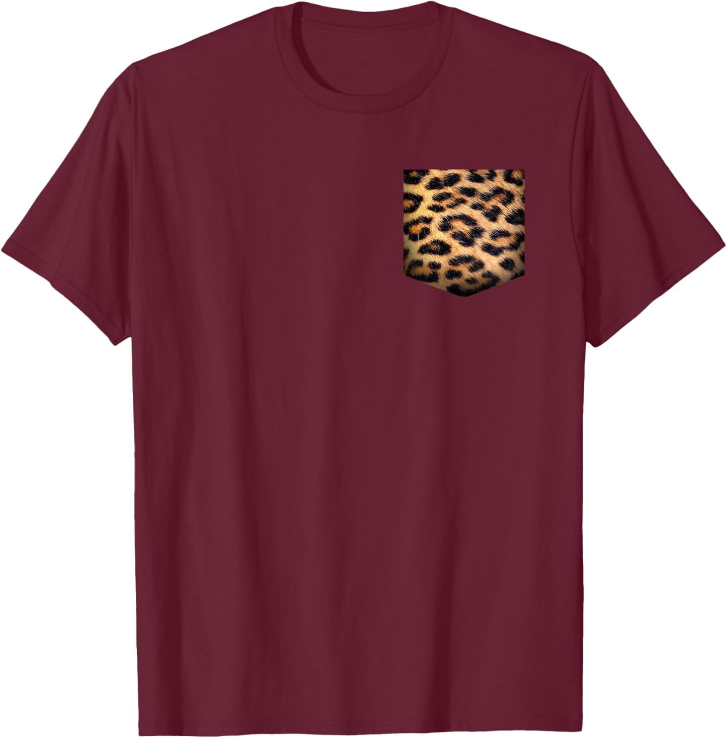 Leopard Print Pocket | Cool Animal Lover Cheetah Gift T-Shirt - T-Shirt | Maroon
