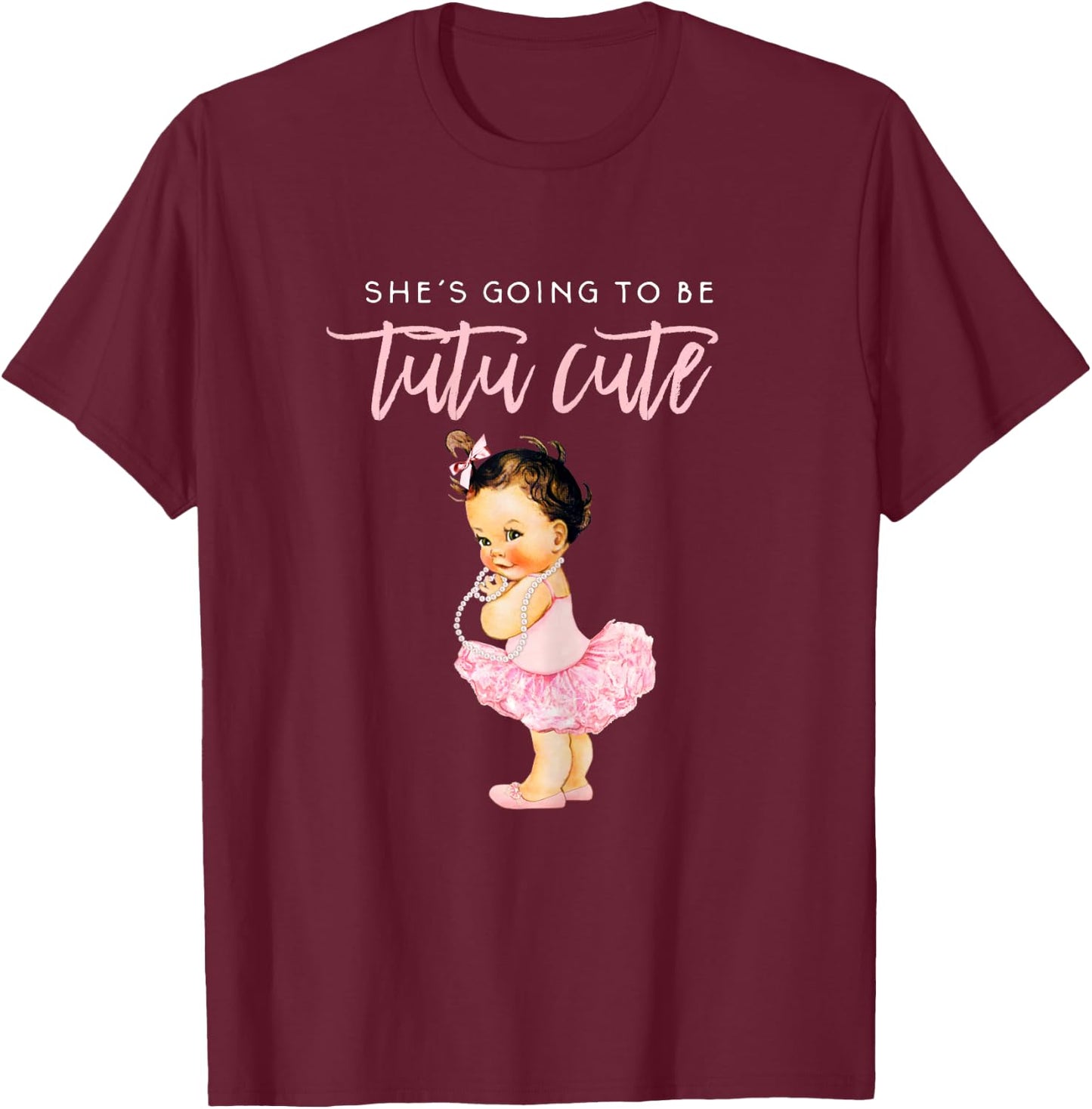 Its A Girl Gender Reveal Ballerina Touchdown Tutu Baby Party T-Shirt - T-Shirt | Maroon