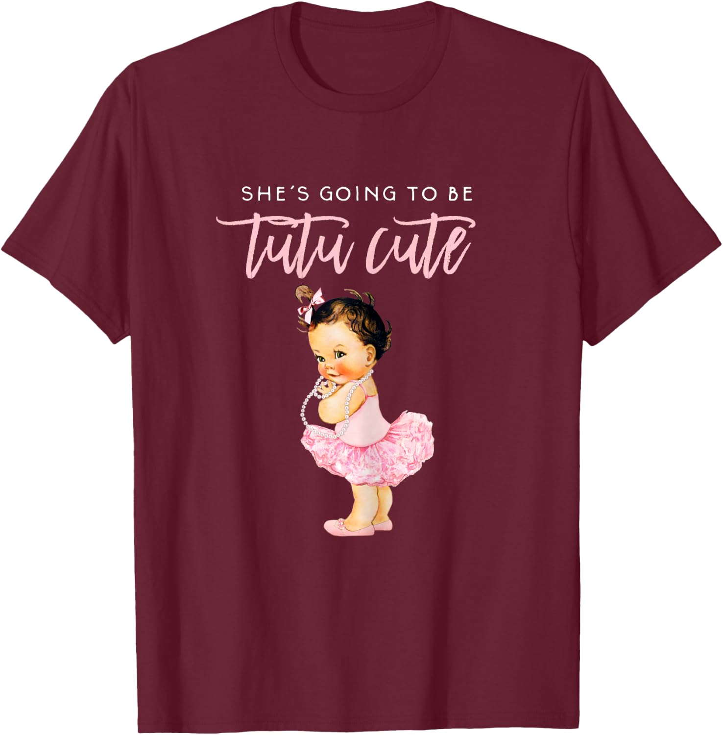 Its A Girl Gender Reveal Ballerina Touchdown Tutu Baby Party T-Shirt - T-Shirt | Maroon