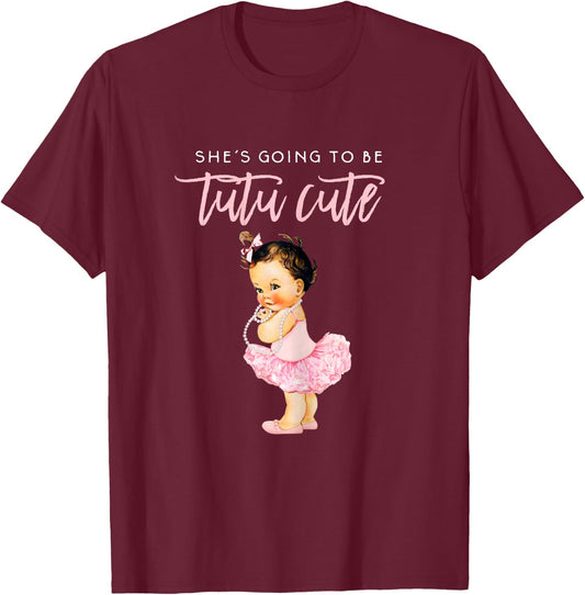 Its A Girl Gender Reveal Ballerina Touchdown Tutu Baby Party T-Shirt - T-Shirt | Maroon
