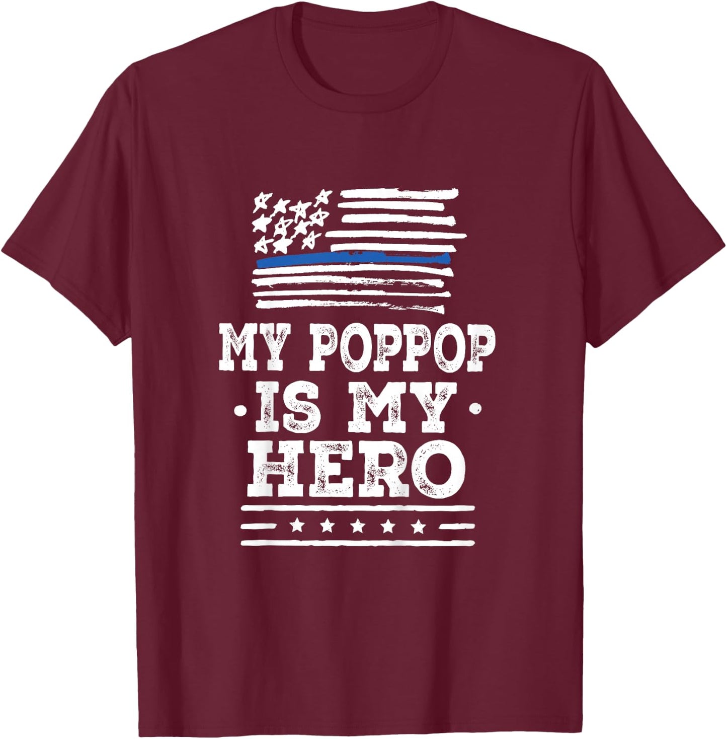 Kids Police Officer PopPop is my Hero T-Shirt - T-Shirt | Maroon