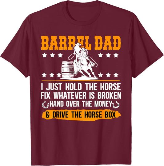 Barrel Racing Dad Definition Dad Of A Barrel Racer Father T-Shirt - T-Shirt | Maroon