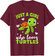 Nur Ein Girl das Turtle Loves Women Gift T-Shirt - T-Shirt | Maroon