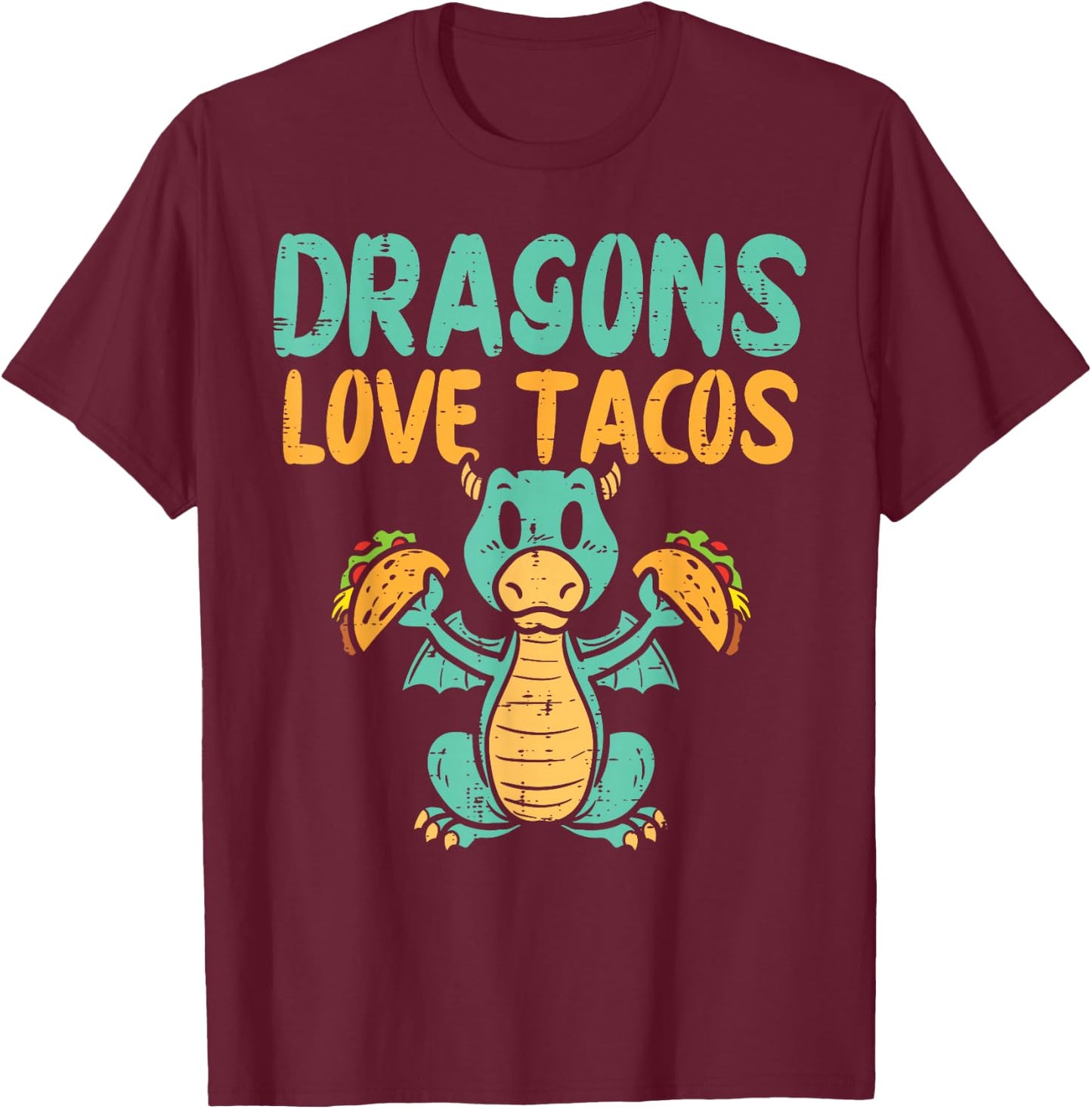 Dragons Love Tacos Cute Cinco De Mayo Mexican Food Kids Boys T-Shirt - T-Shirt | Maroon