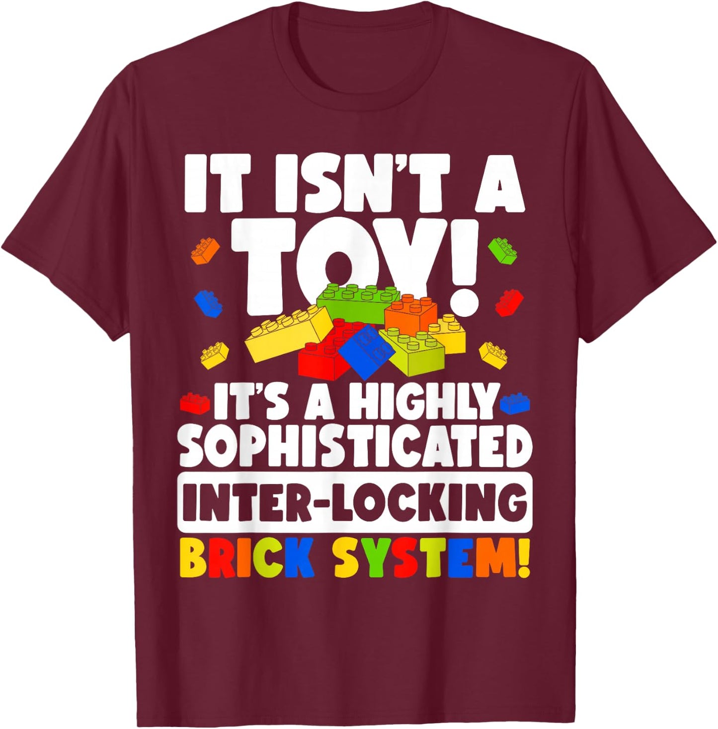 Master Builder Bricks Blocks Kids Boys Teens Men T-Shirt - T-Shirt | Maroon