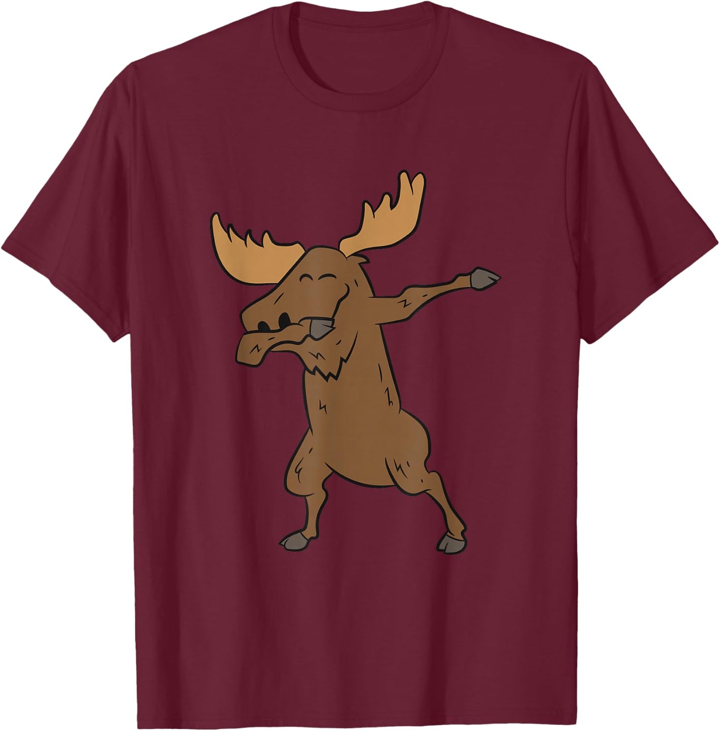 Dabbing Moose Cute Dancing Moose T-Shirt - T-Shirt | Maroon