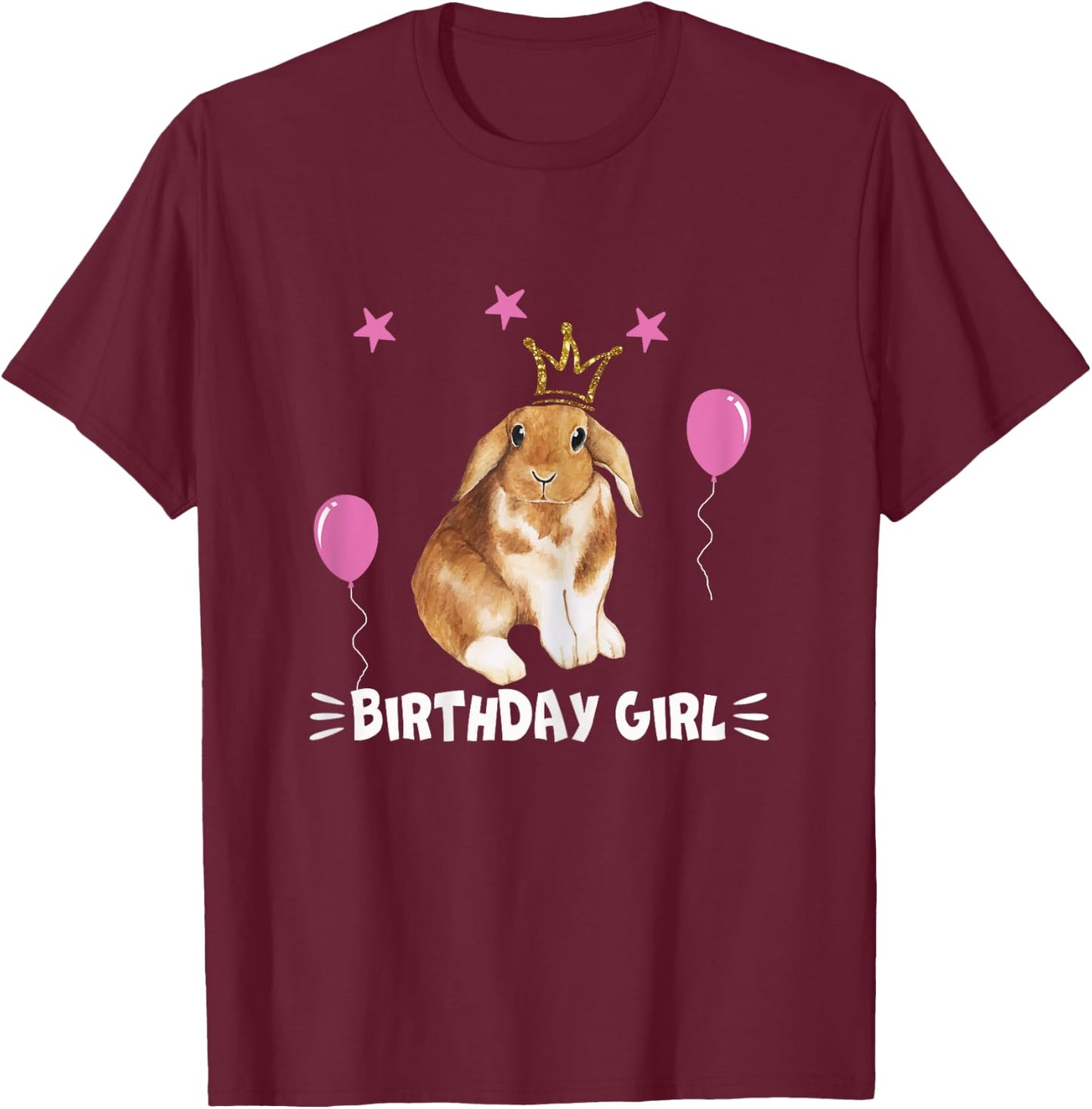 Little Birthday Girl shirt Bunny Princess Cute Rabbit gift T-Shirt - T-Shirt | Maroon