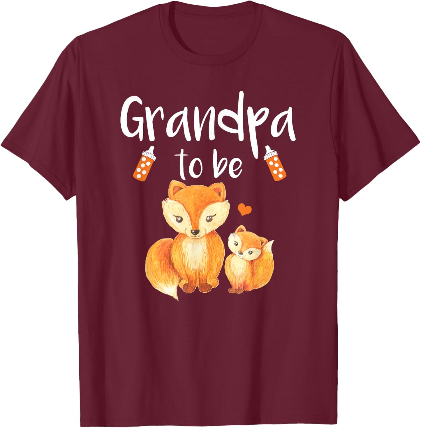 Grandpa To Be Fox Baby Shower Cute Forest Animal T-Shirt - T-Shirt | Maroon